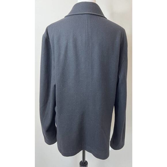 Express Black Wool Blend Pea Coat Jacket Double Breasted Classic Style - Picture 4 of 13